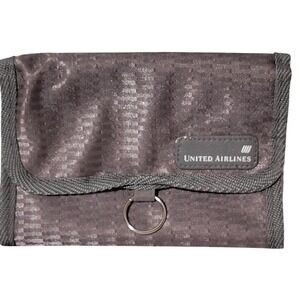 United Airlines Grey Tri-Fold Hanging Toiletry Bag Travel Organizer Pouch